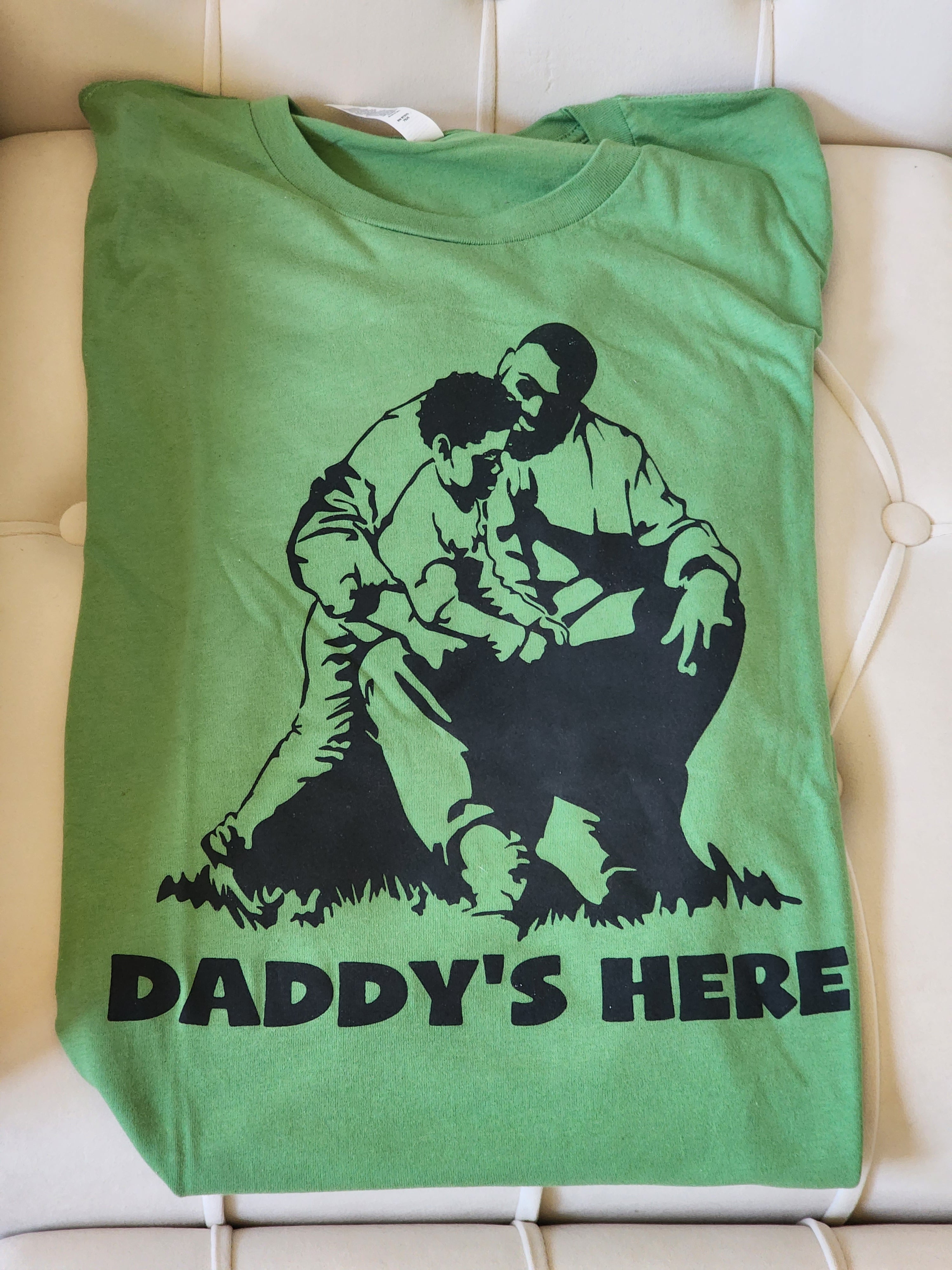 Daddy's Here - short sleeve shirt (black on army green)